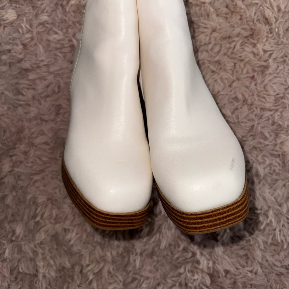 Sugar White Ankle Boots with Brown Heel - Picture 7 of 8
